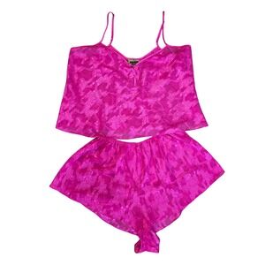 Solange Satin Cami Top &‎ Shorts Pajama Set Lingerie Size 18/20 Pink Floral